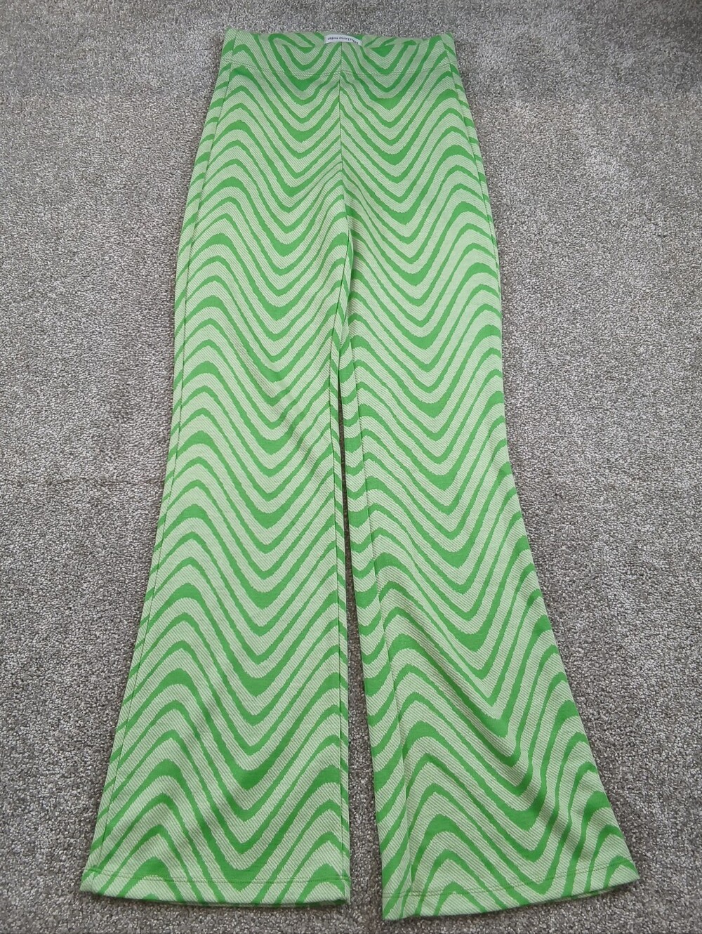 Urban Outfitters Bryn green squiggle wavy abstract print soft high waisted pants